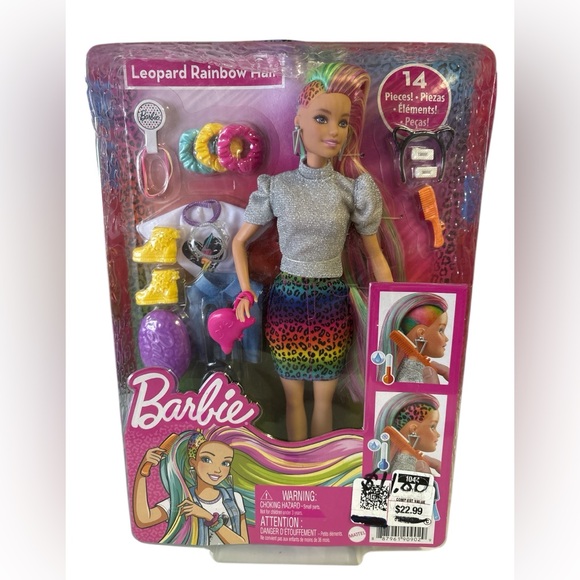 Nwt barbie leopard rainbow hair-has box damage toy not affected - Picture 1 of 3